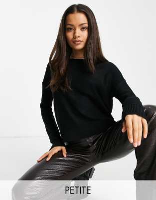 Brave Soul Brave Soul Petite grunge crew neck jumper-Black