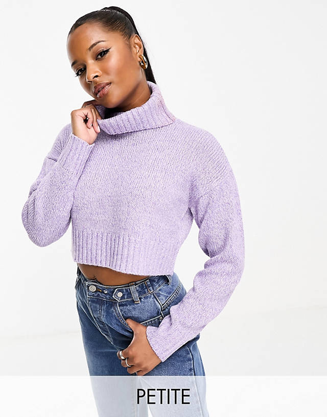 Brave Soul - petite high neck cropped jumper in lilac