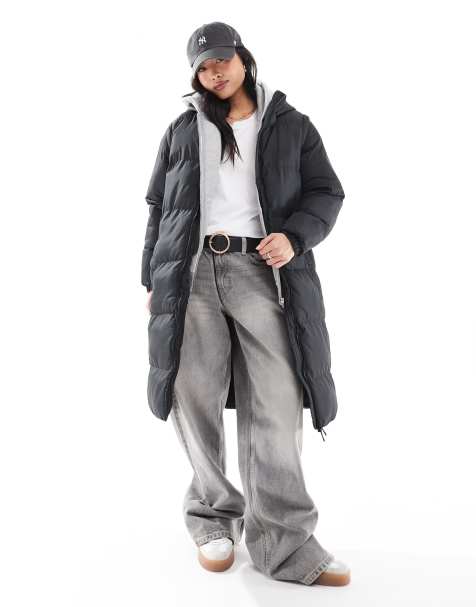 Brave Soul Petite hooded maxi padded jacket with detachable sleeves in black - view 1