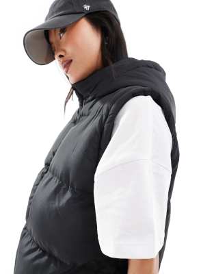 Shop Brave Soul Petite Hooded Maxi Padded Jacket With Detachable Sleeves In Black