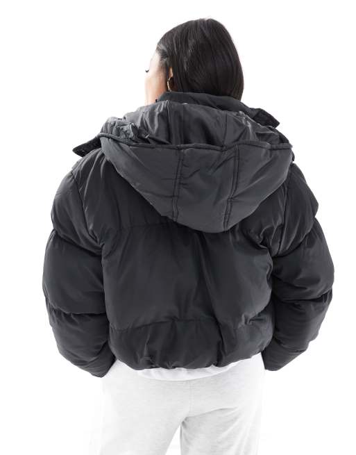 Brave Soul Petite hooded puffer jacket in black, 4 of 4