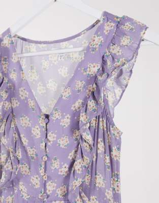 river island purple floral frill maxi dress