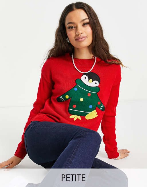 Brave Soul Petite - Maglione natalizio con pinguino