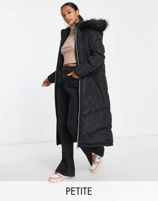 Brave Soul Petite Marcella Padded Parka Jacket With Hood In Black