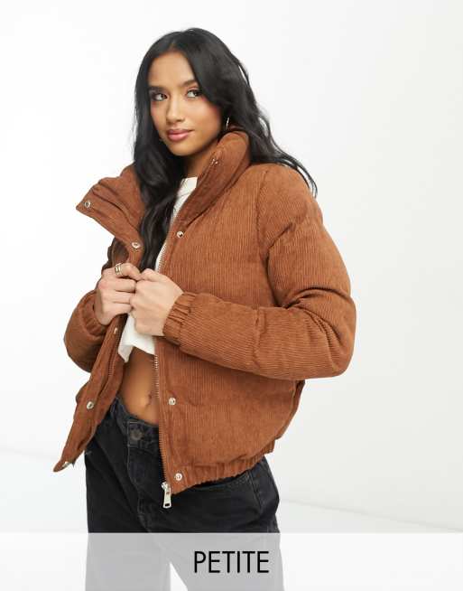 Brave Soul Petite - Slay - Piumino in velluto a coste color cuoio