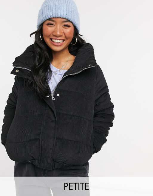 Brave Soul Petite slay puffer jacket in cord