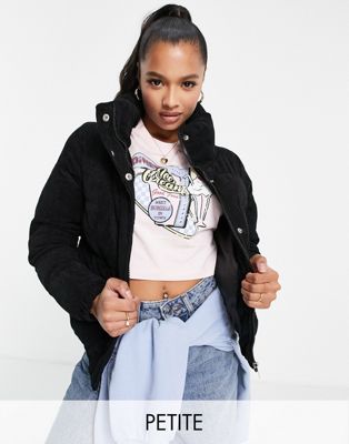 Brave Soul Petite slay puffer jacket in cord