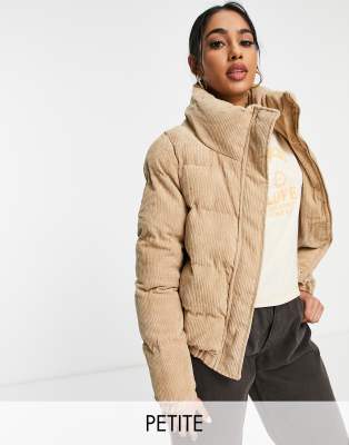 Brave Soul Petite - Slay - Pufferjacke aus Cord-Weiß