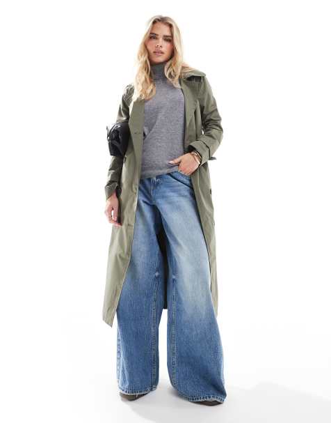 Brave Soul Petite - Trench-coat long à ceinture - Kaki - view 1