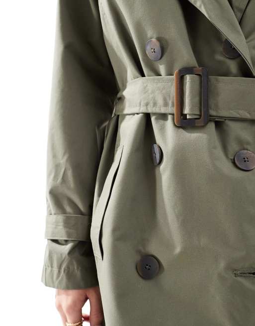 Brave Soul Petite - Trench-coat long à ceinture - Kaki, 4 de 4