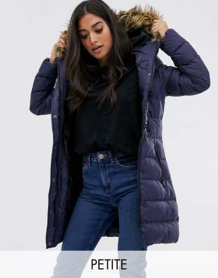 petite padded coat with hood