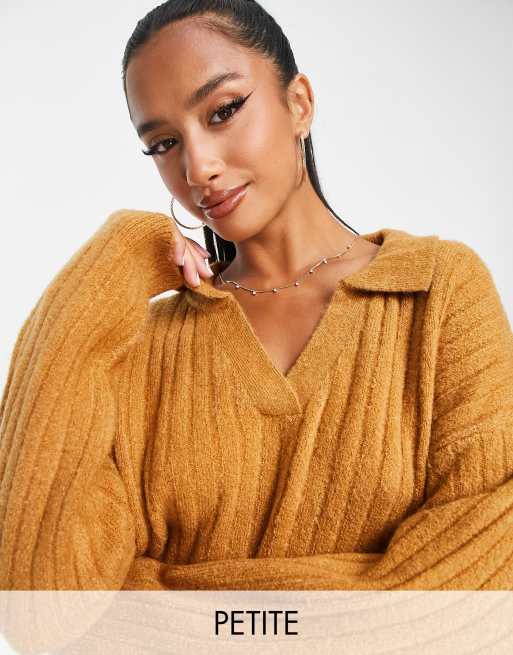 Only chunky textured knit sweater in camel