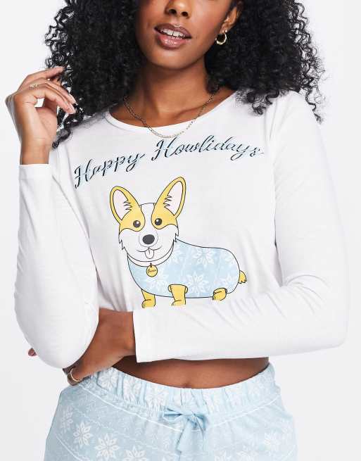 Brave Soul - Pigiama natalizio con pantaloncini e scritta "Happy Holidays", 3 di 4
