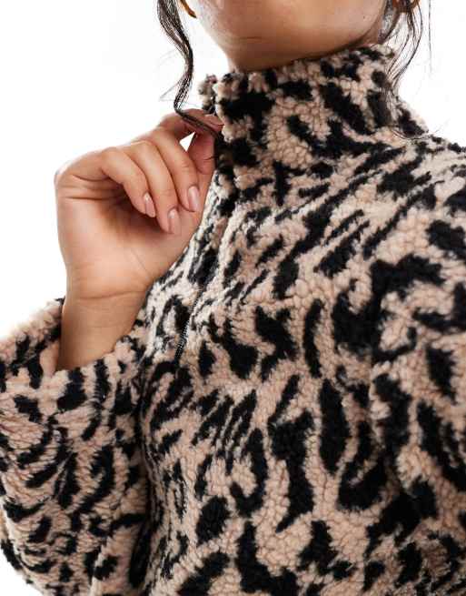 Brave Soul - Pile a maniche lunghe leopardato con zip a 3/4, 2 di 4