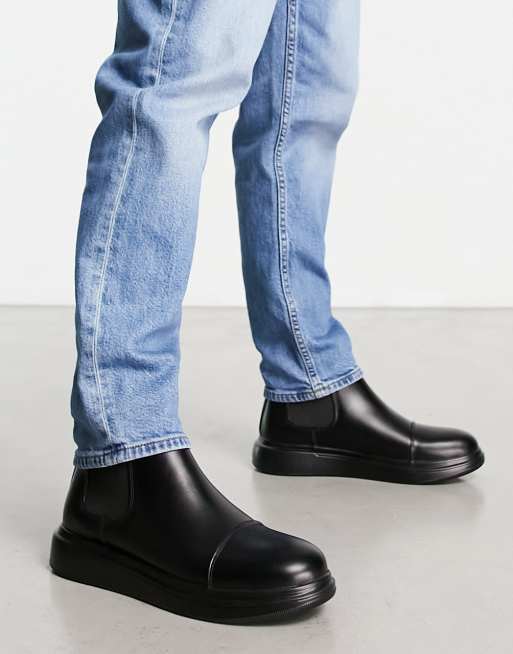 Brave Soul Platte chelsea boots van imitatieleer met plateauzool in zwart
