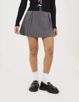 Brave Soul Pleated mini skirt in grey