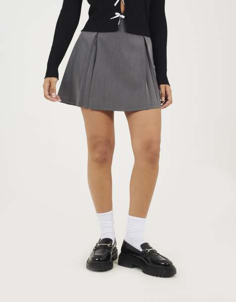 Brave Soul Pleated mini skirt in grey - view 1