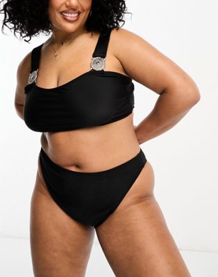 Brave Soul Plus high waist bikini bottom in black - ASOS Price Checker