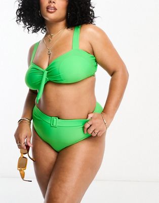 Brave Soul Plus belted bikini bottom in green - ASOS Price Checker