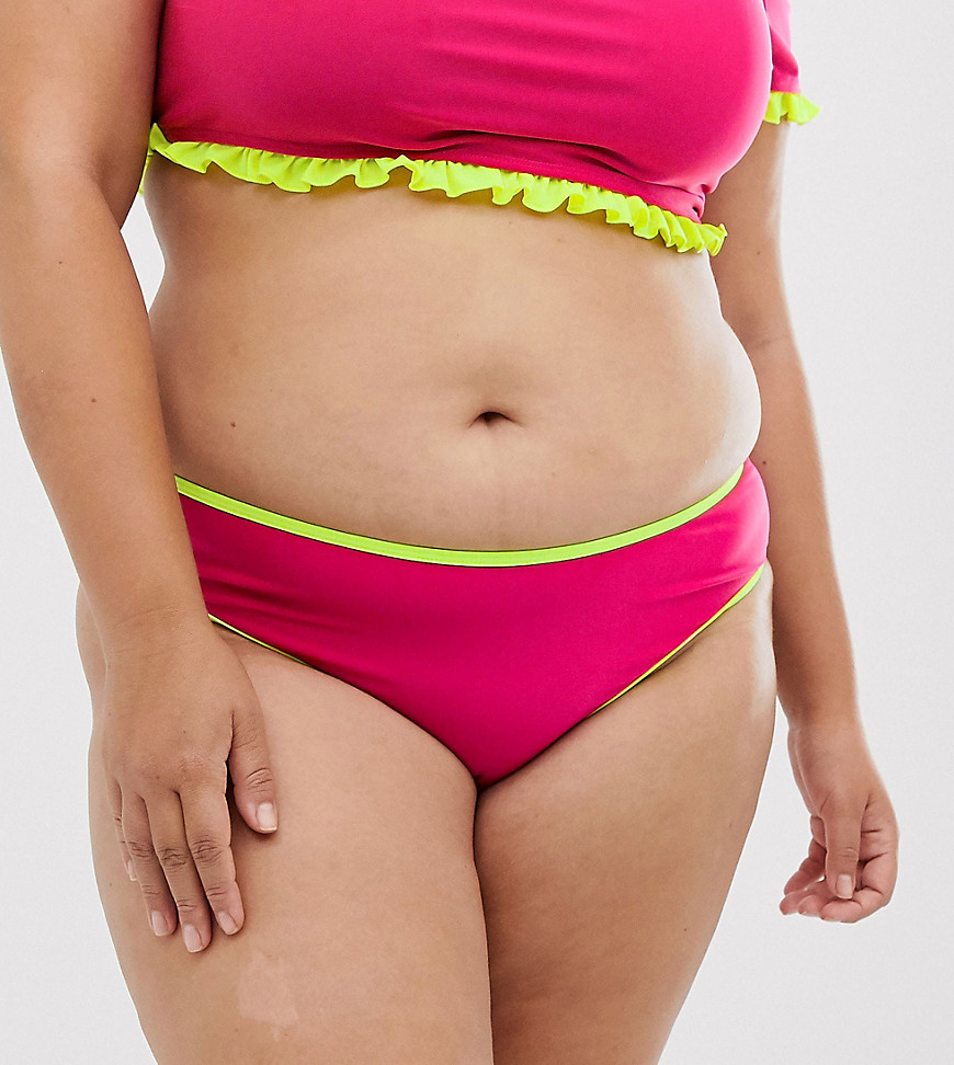 Brave Soul Plus – Bikinihose mit kontrastierendem Besatz-Mehrfarbig