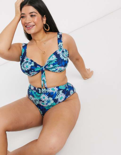 Brave Soul Plus bikinitrusser med print, bælte og spænde, 4 af 4