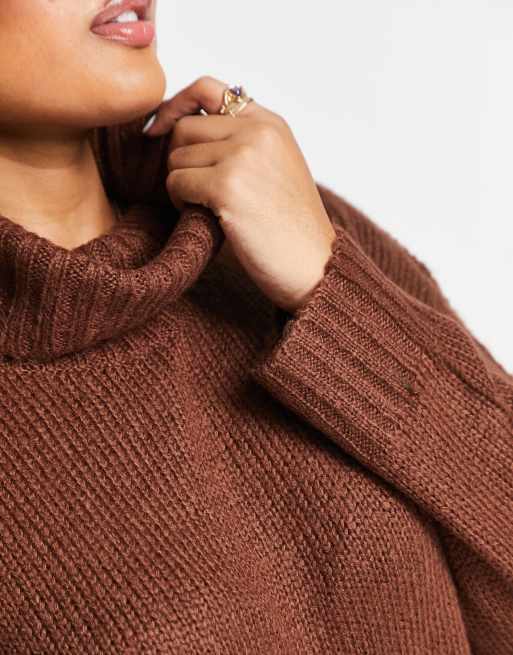 Brave Soul Plus Cattio Boxy cropped coltrui in chocoladebruin ASOS