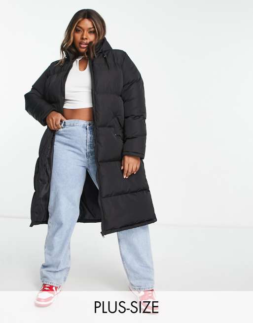 Plus size black puffer cheap coat