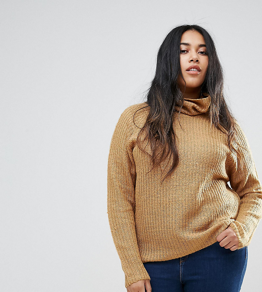 Ax Paris Plus Central Roll Neck Sweater-yellow