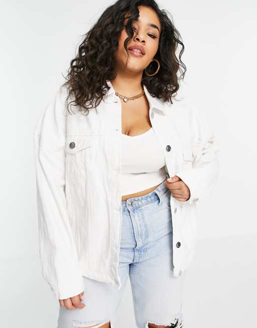 Brave Soul Plus chas white denim jacket, 2 of 4