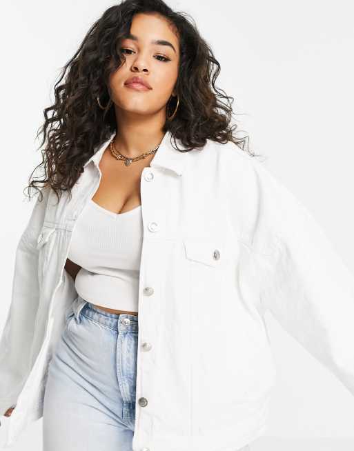 Brave Soul Plus chas white denim jacket, 3 of 4