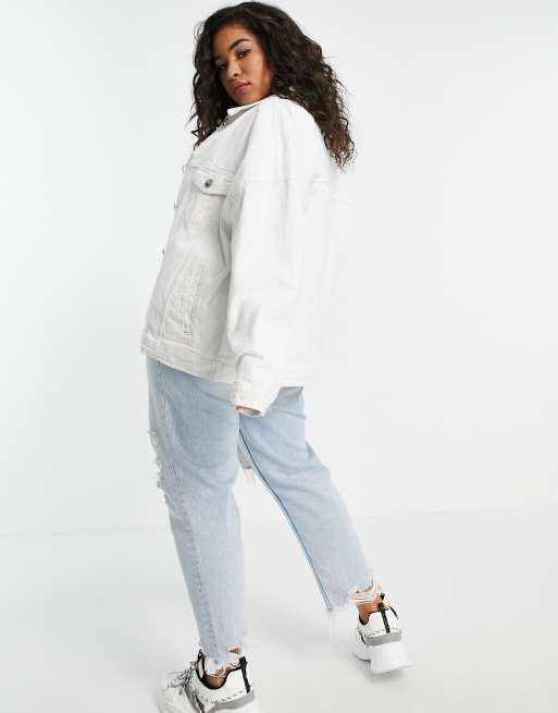 Brave Soul Plus chas white denim jacket, 4 of 4