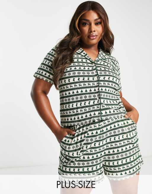 Plus size short online romper pajamas