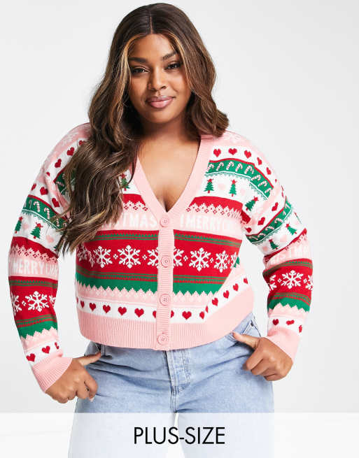 Christmas cardigan hot sale plus size