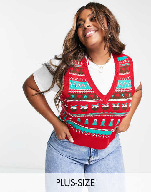 Plus size christmas sweater on sale vest