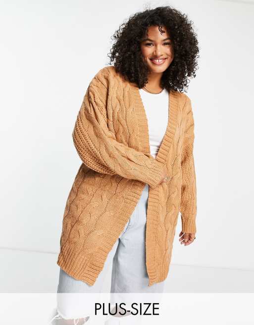 Tan cable shop knit cardigan