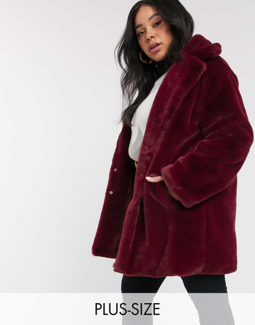 Brave Soul Plus clare faux fur coat | ASOS