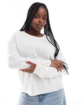 Brave Soul Brave Soul Plus crew neck jumper in white