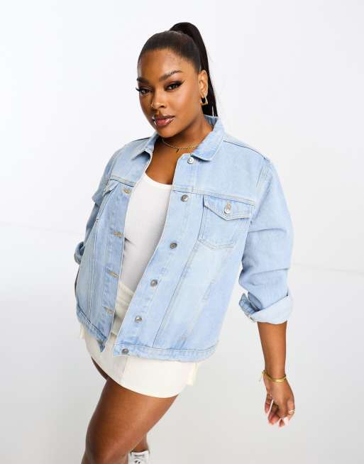 Brave Soul Plus denim jacket in light blue