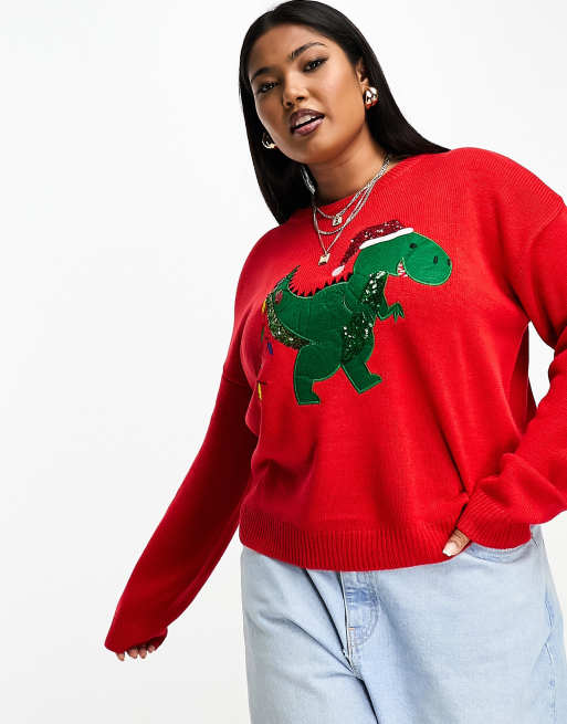 Dinosaur christmas jumper online womens