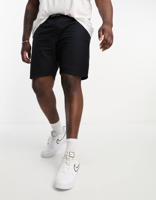 Brave Soul Plus elasticated waist light weight cotton shorts in black