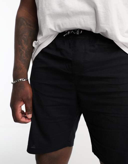 Brave Soul Plus elasticated waist lightweight cotton shorts in black, 2 of 4