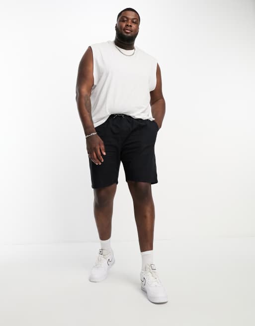 Brave Soul Plus elasticated waist lightweight cotton shorts in black, 4 of 4