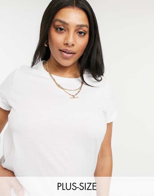 Brave Soul Plus - Eleanor - Basic T-shirt in wit