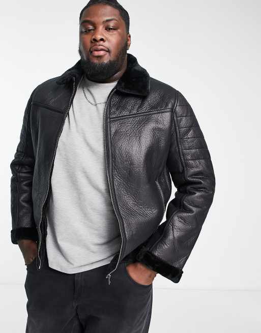 Fake black leather jacket sale