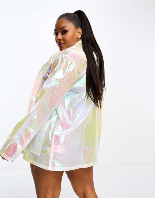 Holographic rain mac plus size sale