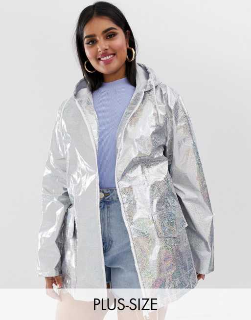 Holographic raincoat store plus size