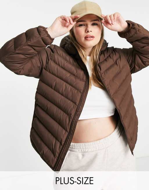 Brave Soul Plus Grant Steppjacke in Braun mit Kapuze ASOS