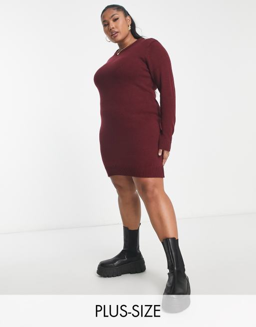 Plus size burgundy sweater on sale dress