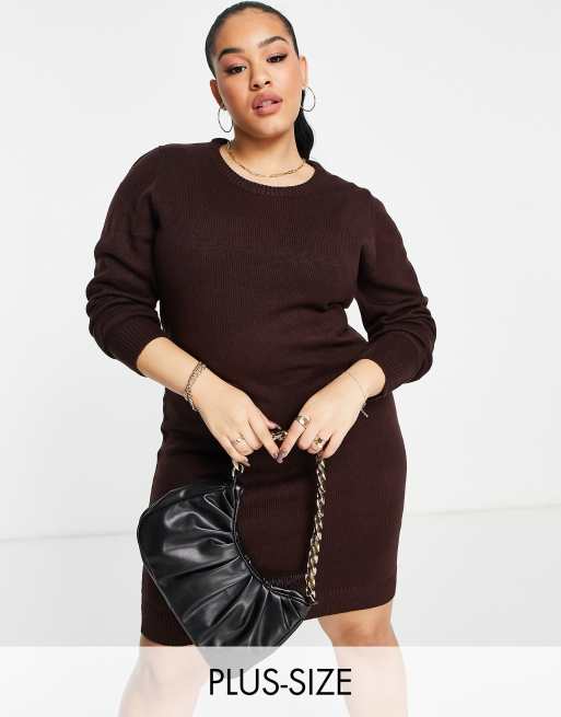 Brave Soul Plus - Grungy - Vestito maglia con scollo rotondo