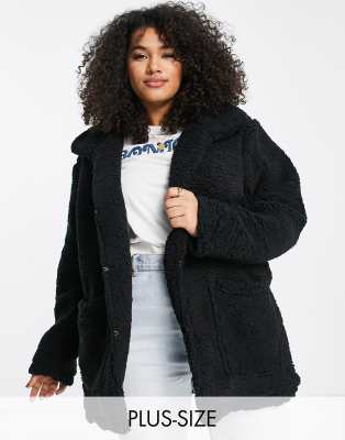 plus size black teddy jacket